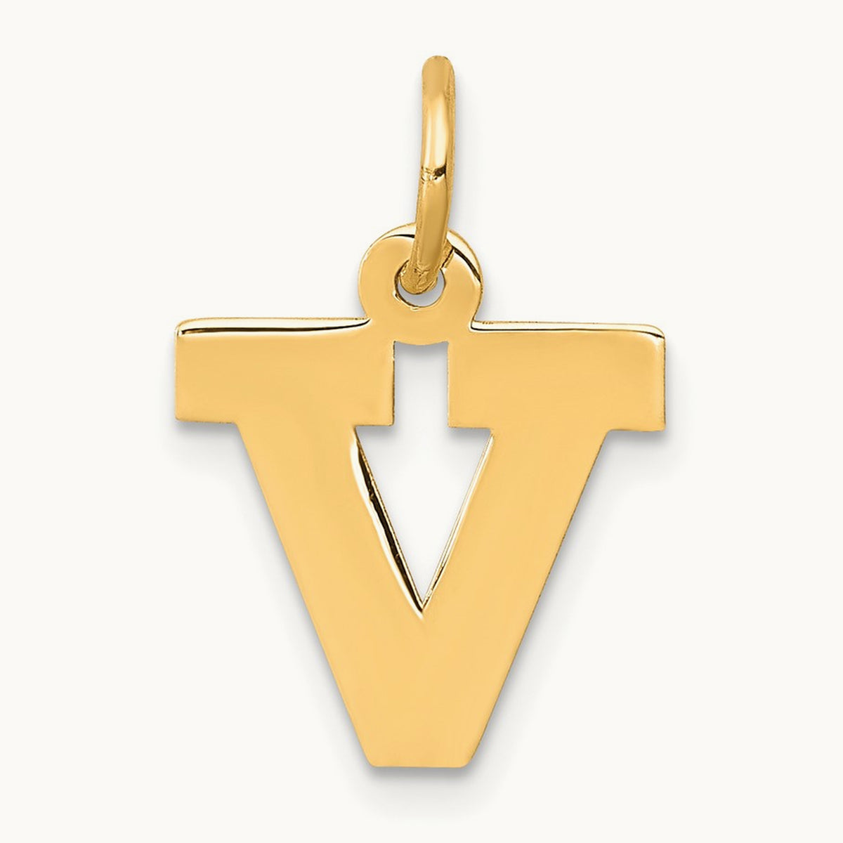 Small Block Initial Charm — 14K Yellow Gold, V