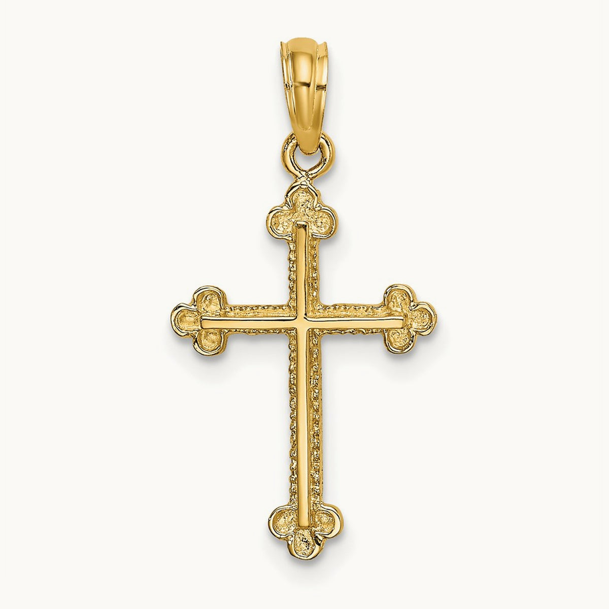 Cross W/ Spade Tip Edges Charm, 14K