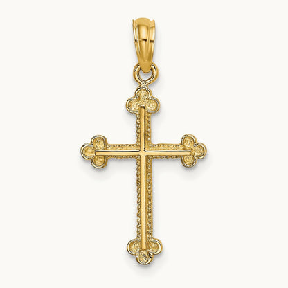 Cross W/ Spade Tip Edges Charm, 14K