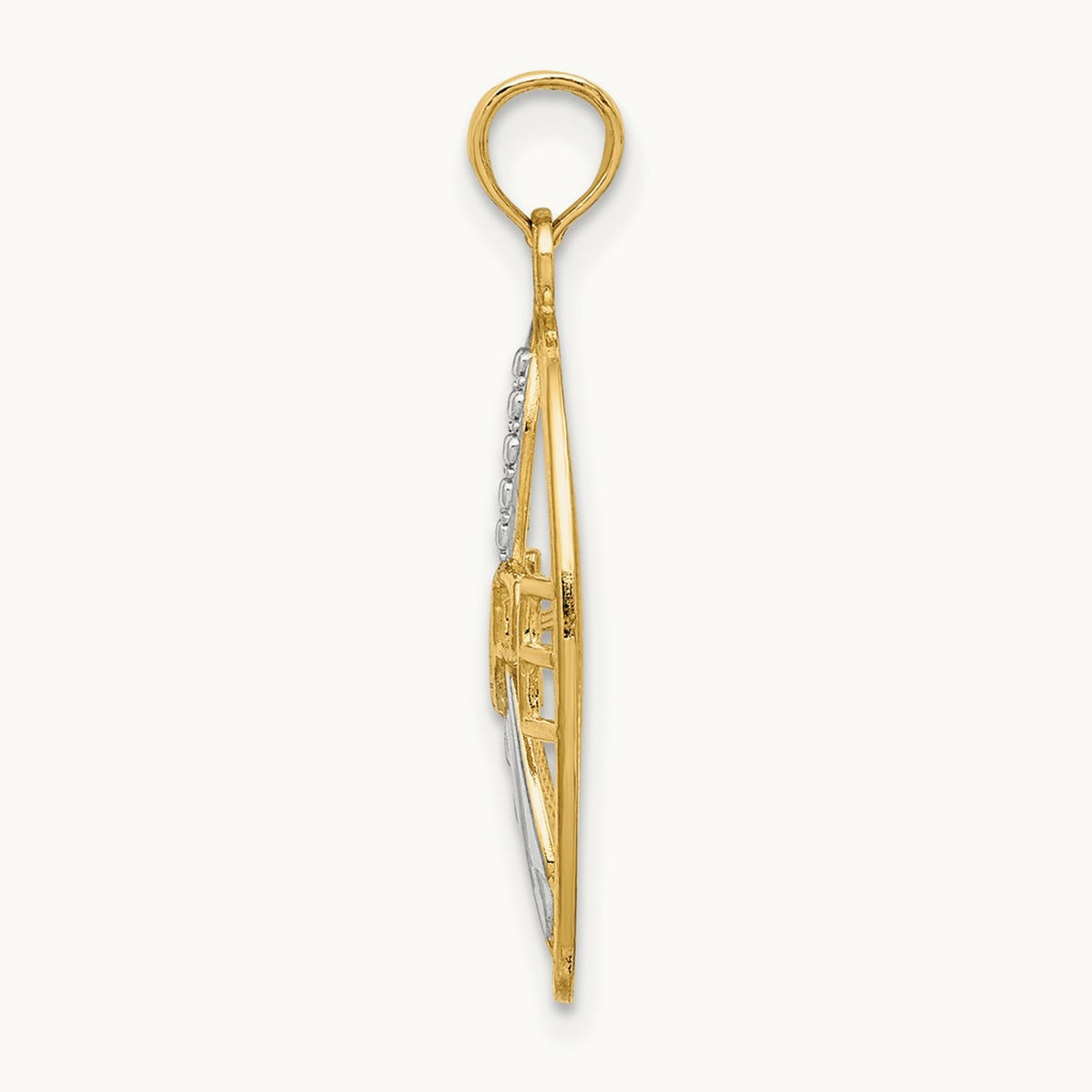 Textured HOPE with Ribbon Charm — 14K Two-Tone Gold