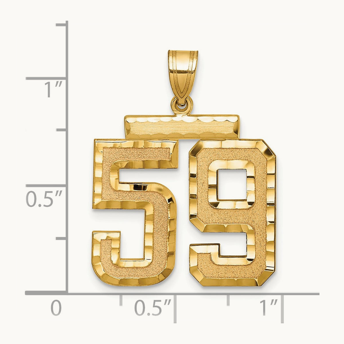 Large Brushed Diamond-cut Number 59 Charm, 14K