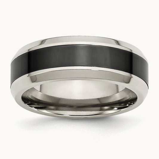 Base with Polished Black Ceramic Center Beveled Band — photo set
