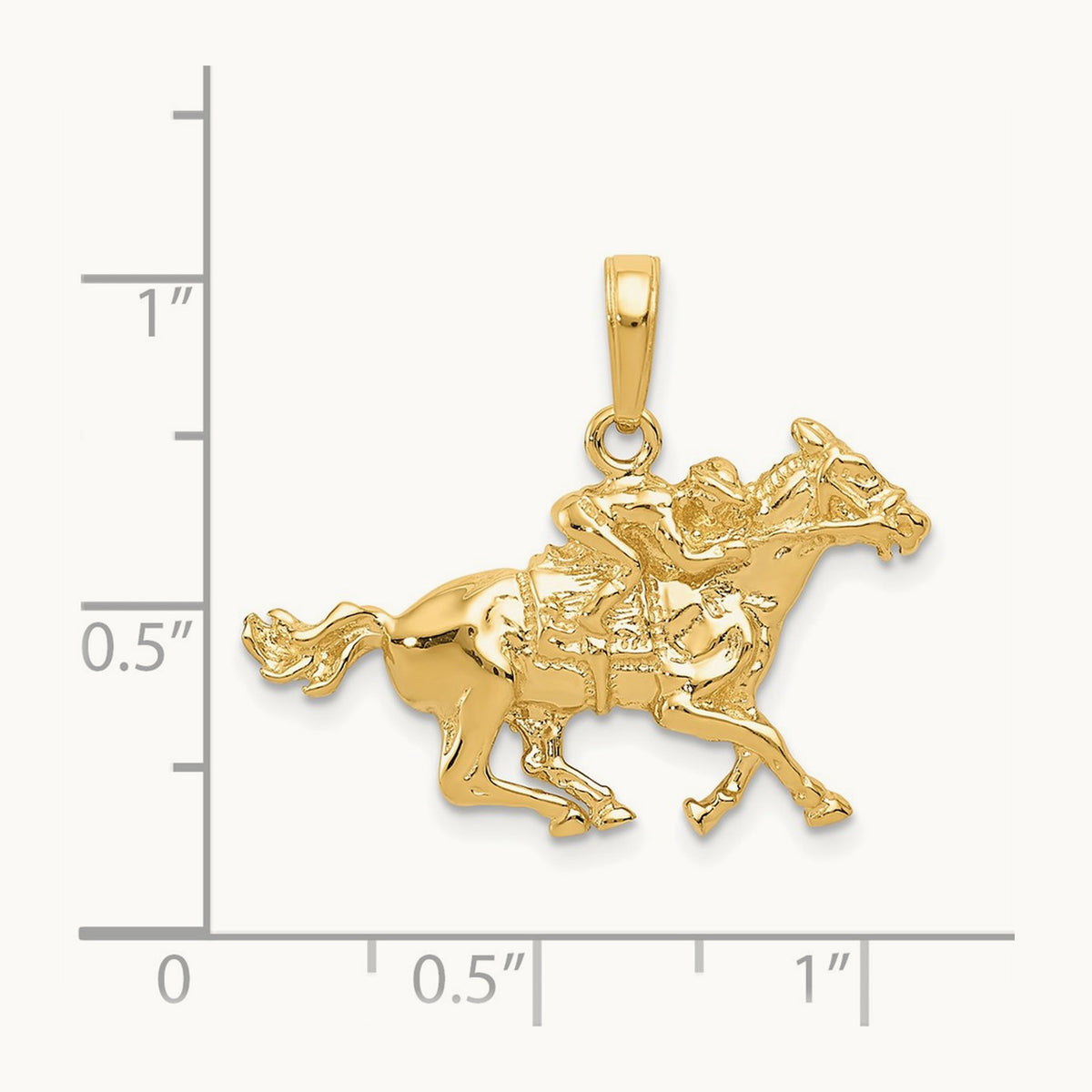 Jockey on Horse Pendant, 14K