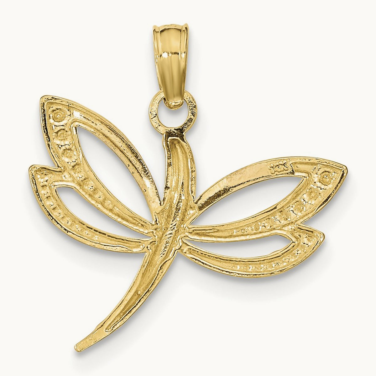 w/Rhodium Textured Dragonfly Charm, 14K