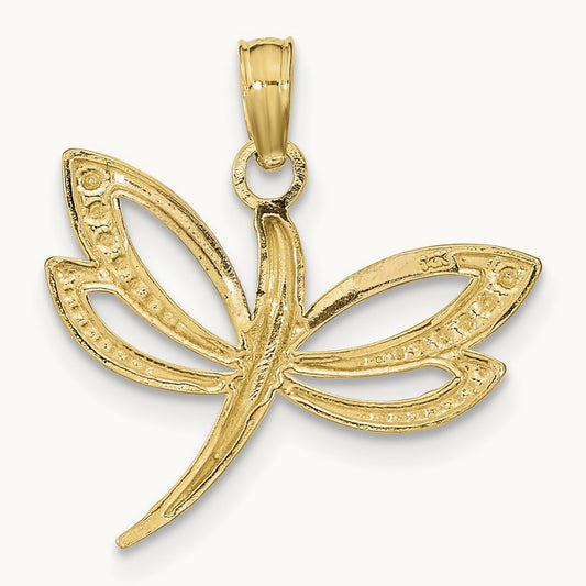 w/Rhodium Textured Dragonfly Charm, 14K