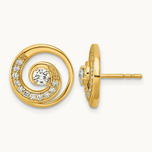 Post Earrings, Lab-Grown Diamond — 14K Yellow Gold