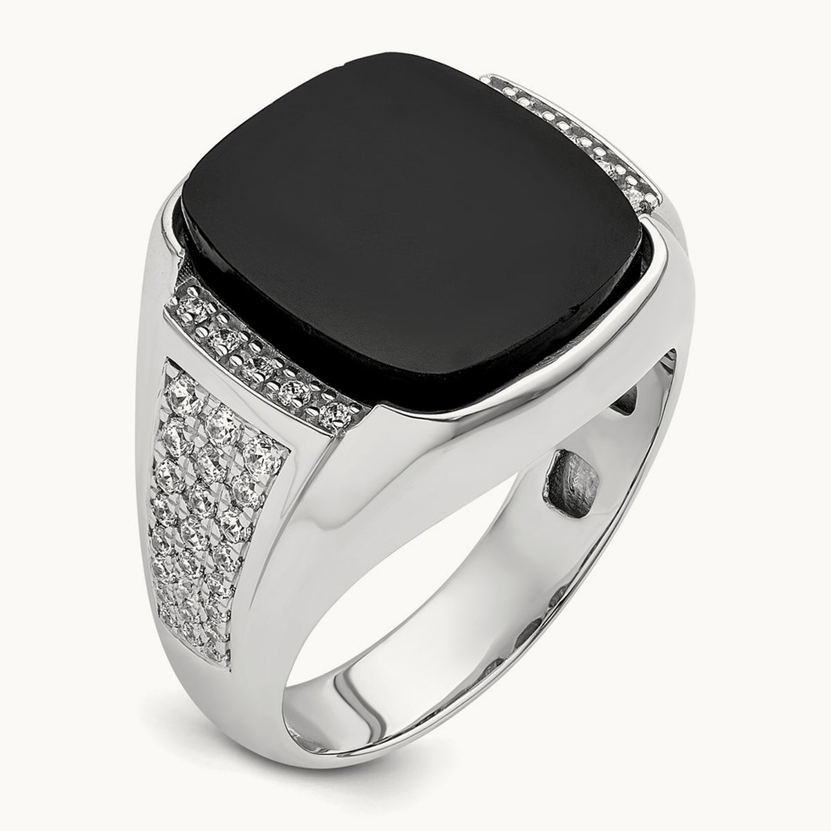 Onyx Men's Ring, 0.50 ct tw Lab-Grown Diamond