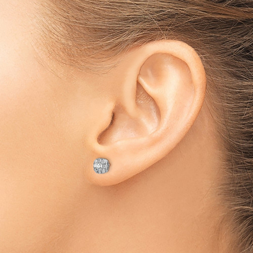 Cushion Halo Post Earrings, 0.25-1.00 ct tw Lab-Grown Diamond — 1/2 ct, 14K White Gold