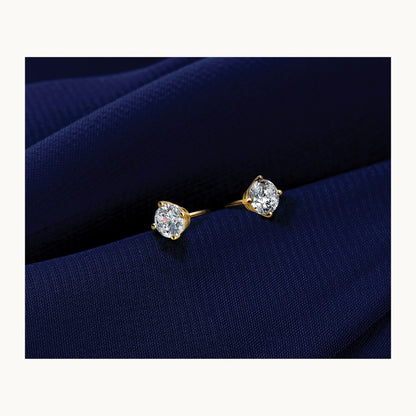 Round Angled Stud Earrings, 0.50-4.00 ct tw Lab-Grown Diamond — 1 ct, 14K Yellow Gold