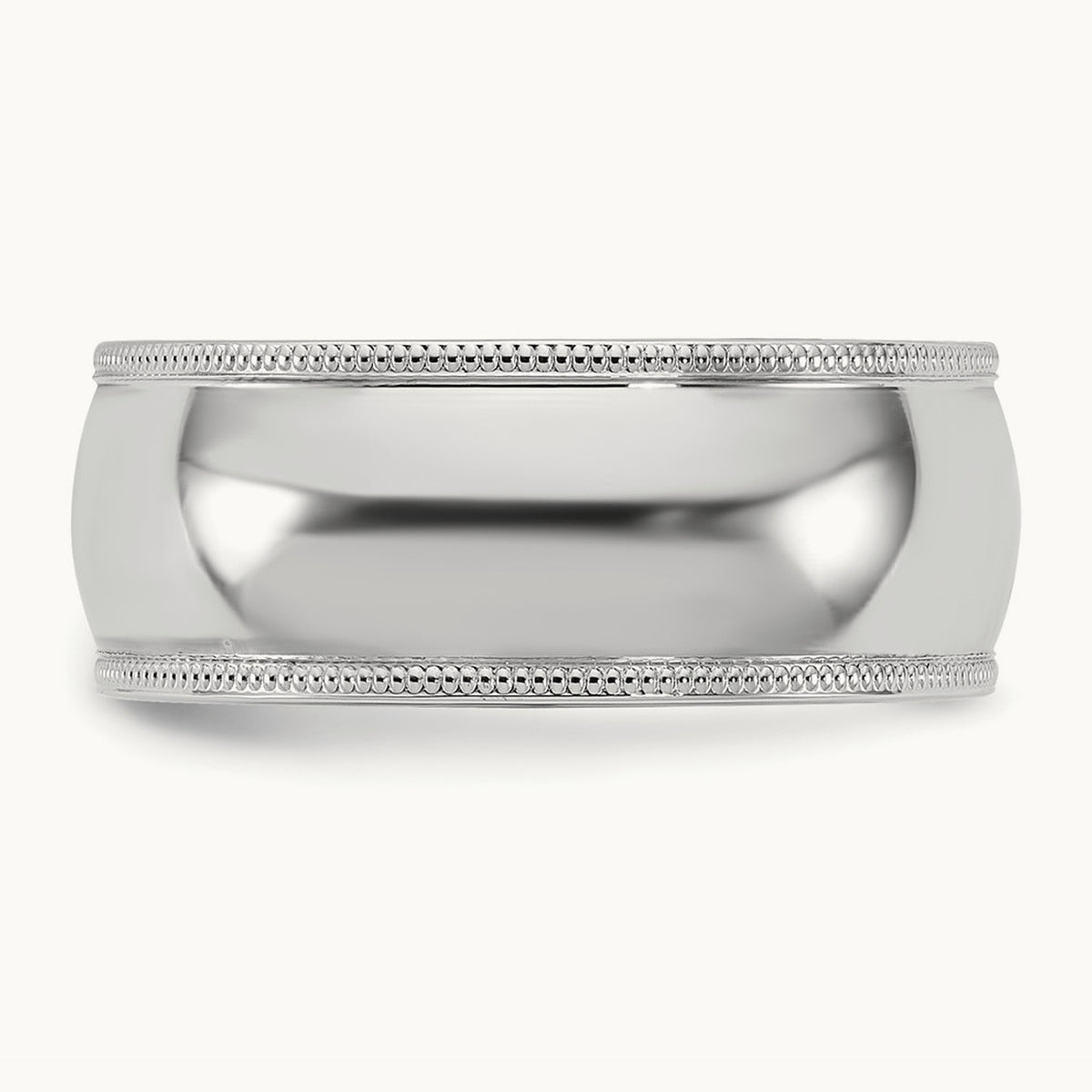 Milgrain Comfort Fit Band — 14K White Gold, 8mm
