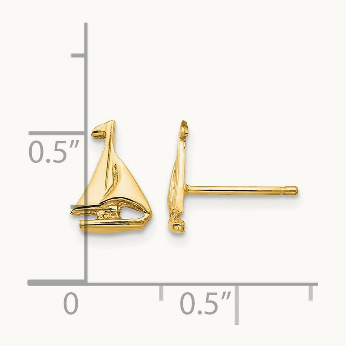 Sail Boat Earrings, 14K
