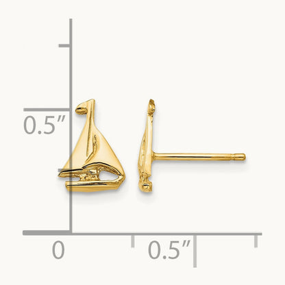 Sail Boat Earrings, 14K