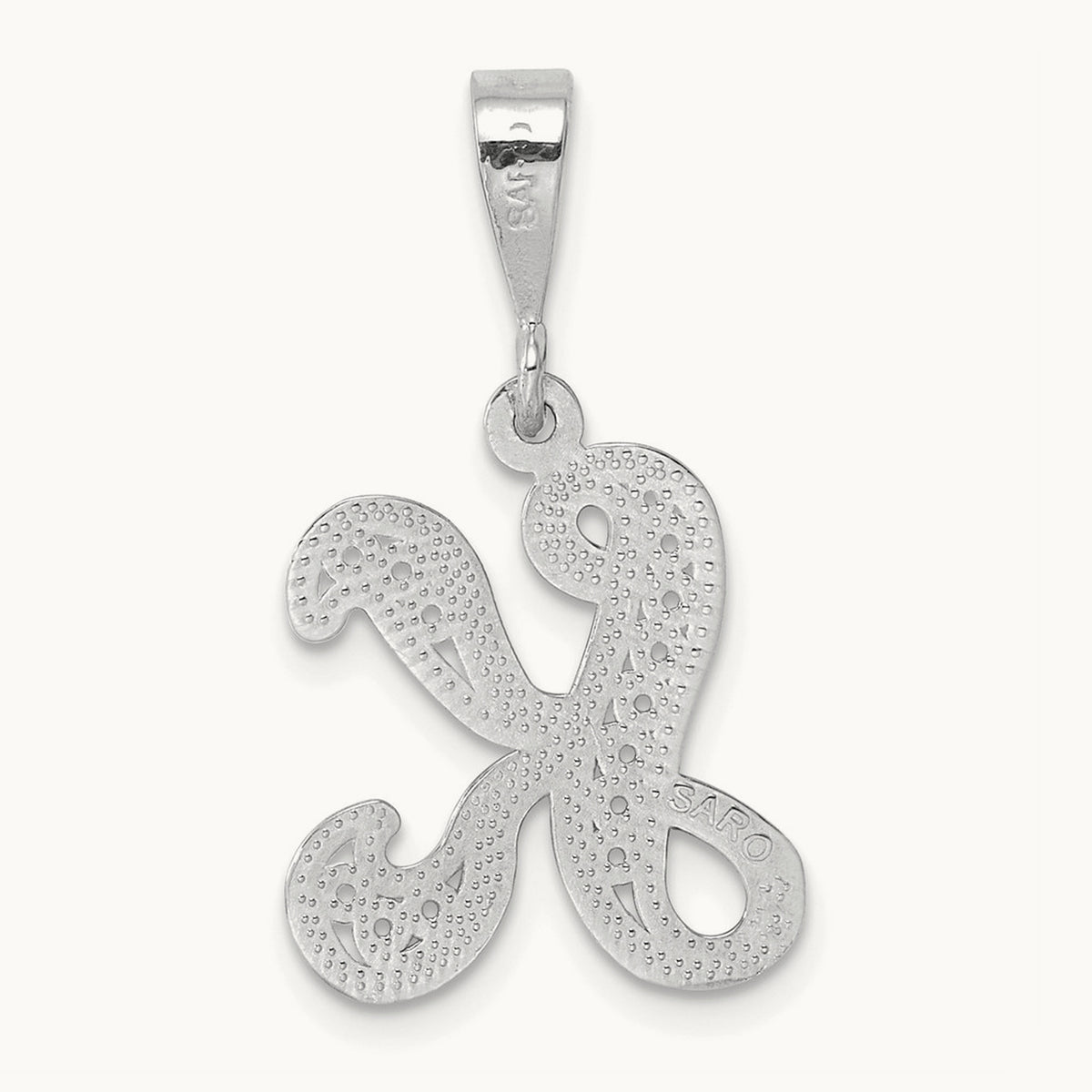 Solid Polished Script Filigree Initial Pendant — K