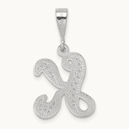 Solid Polished Script Filigree Initial Pendant — K