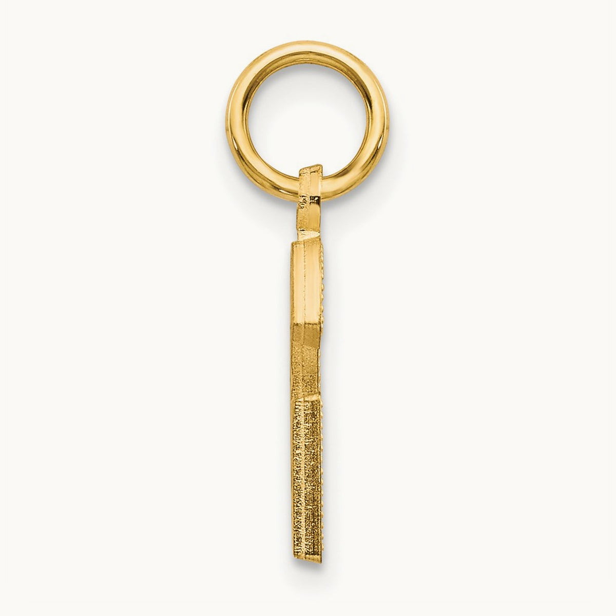 Satin Diamond-cut Initial Charm — 14K Yellow Gold, G