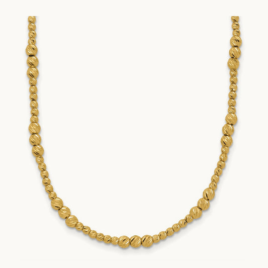Diamond-cut Beaded 18in Necklace — 14K Yellow Gold