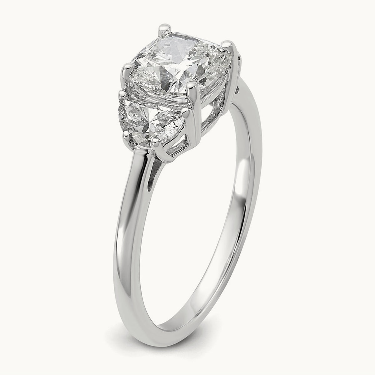 Half Moon & Cushion Semi-Mount Engagement Ring, 0.25-1.00 ct tw Lab-Grown Diamond — 1/2 ct, 14K White Gold