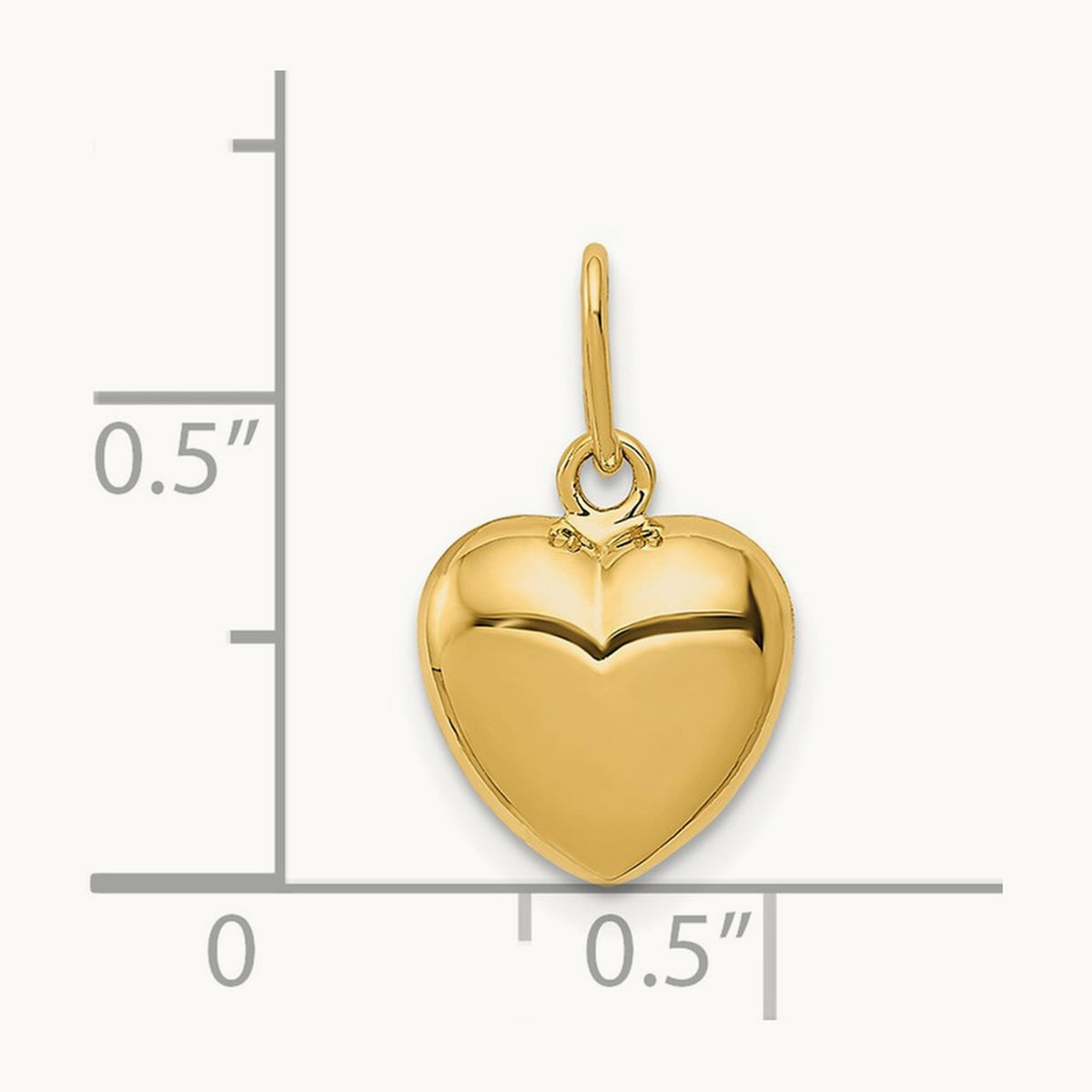 Polished 3-D Puffed Heart Charm, 14K