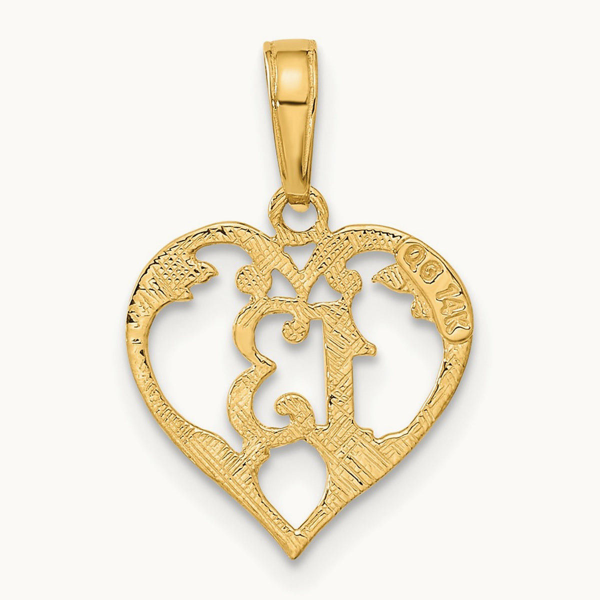 13 in Heart Cut-out Pendant — 14K Yellow Gold