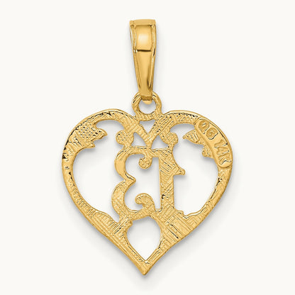 13 in Heart Cut-out Pendant — 14K Yellow Gold