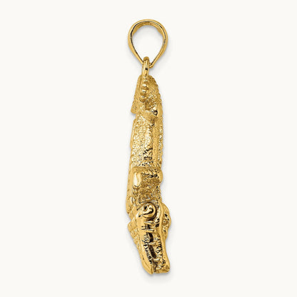 3-D Alligator w/Moveable Mouth Charm, 14K
