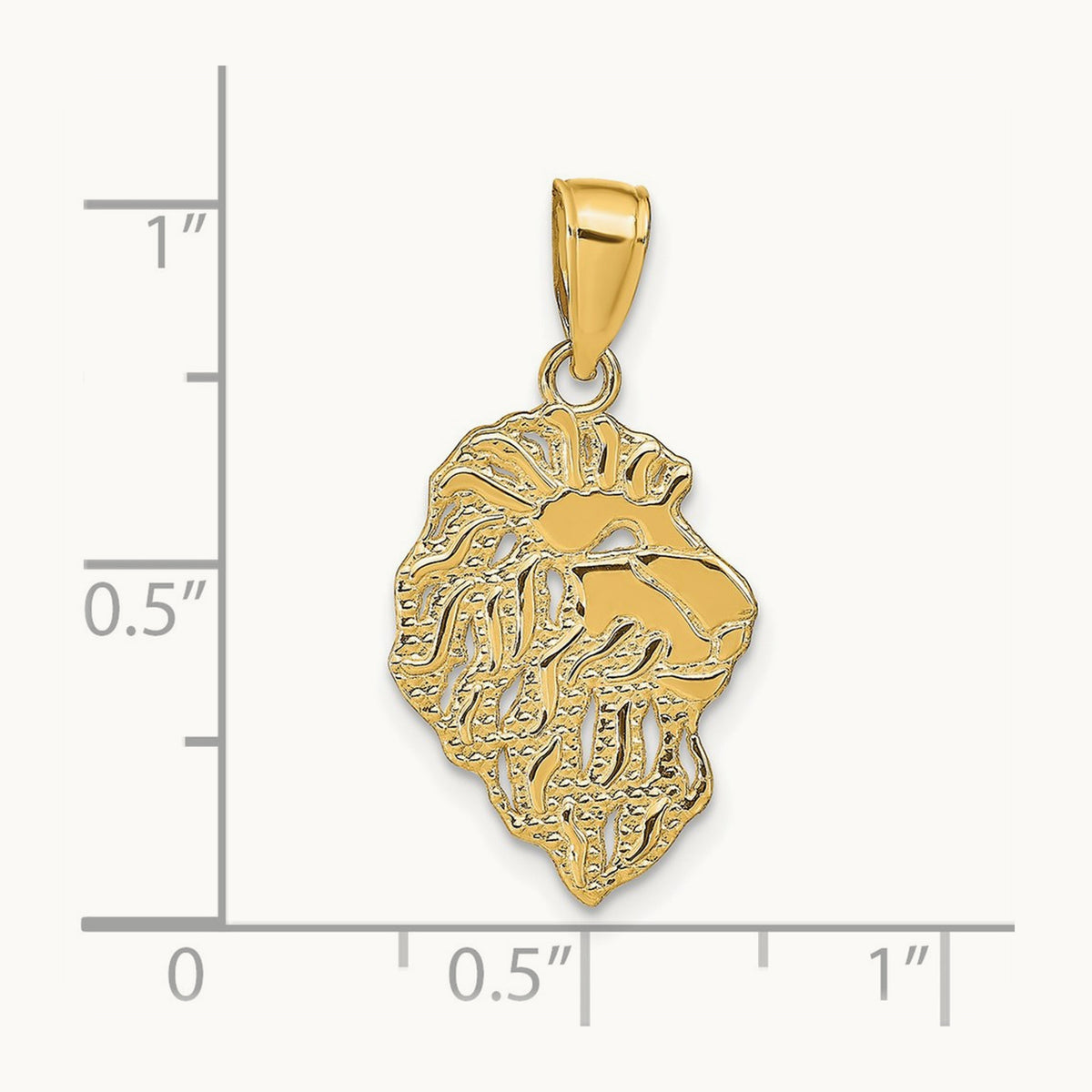 Lion Head Pendant, 14K