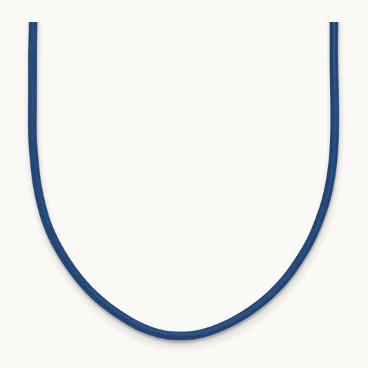 16in Royal Blue Leather Cord Necklace, 1.6mm, 14K
