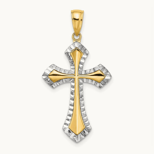 And Diamond-cut Reversible Cross Charm with rhodium — 26.3mm