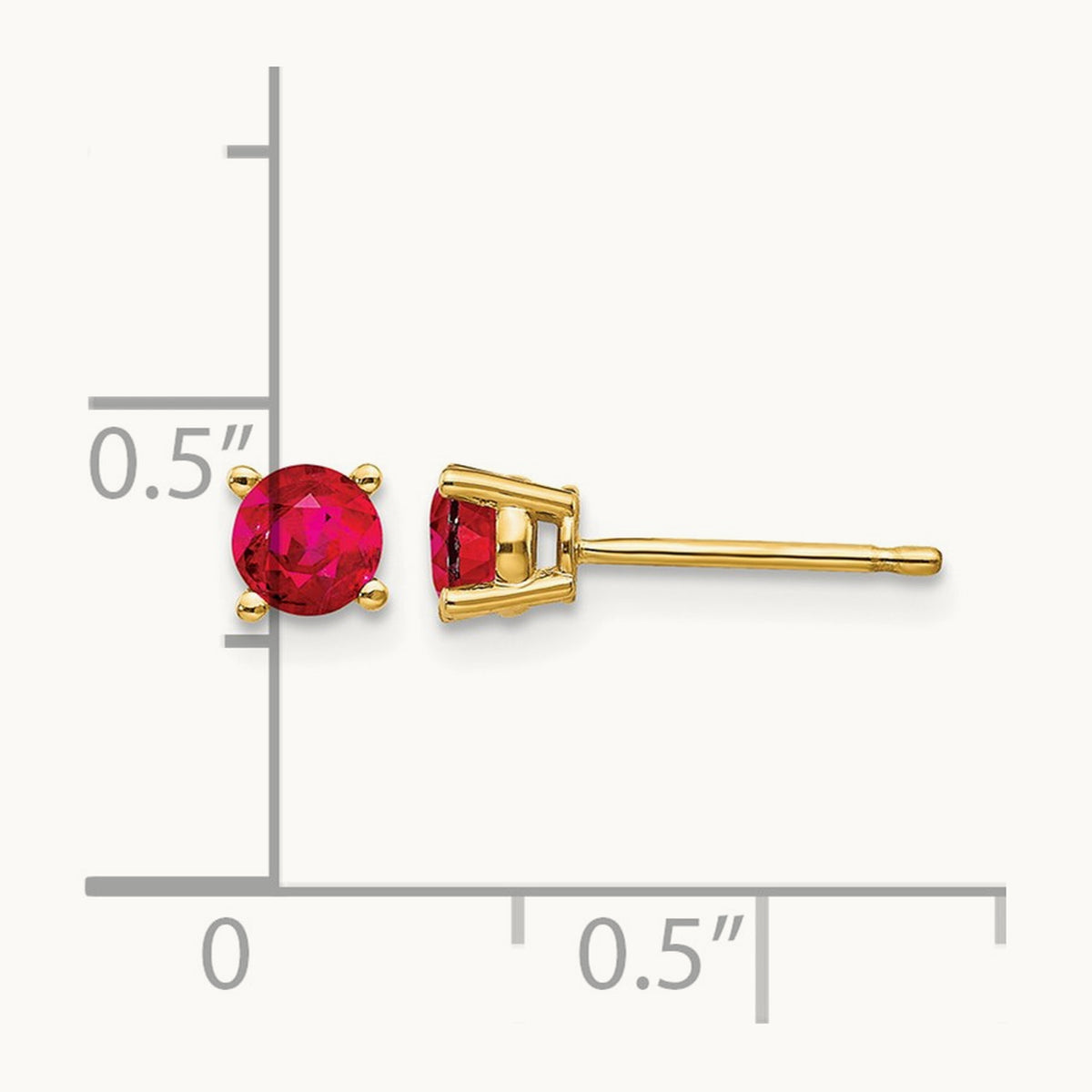 Ruby Post Earrings, 14K