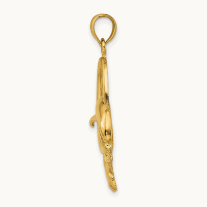 Dolphin Jumping Through Hoop Charm, 14K
