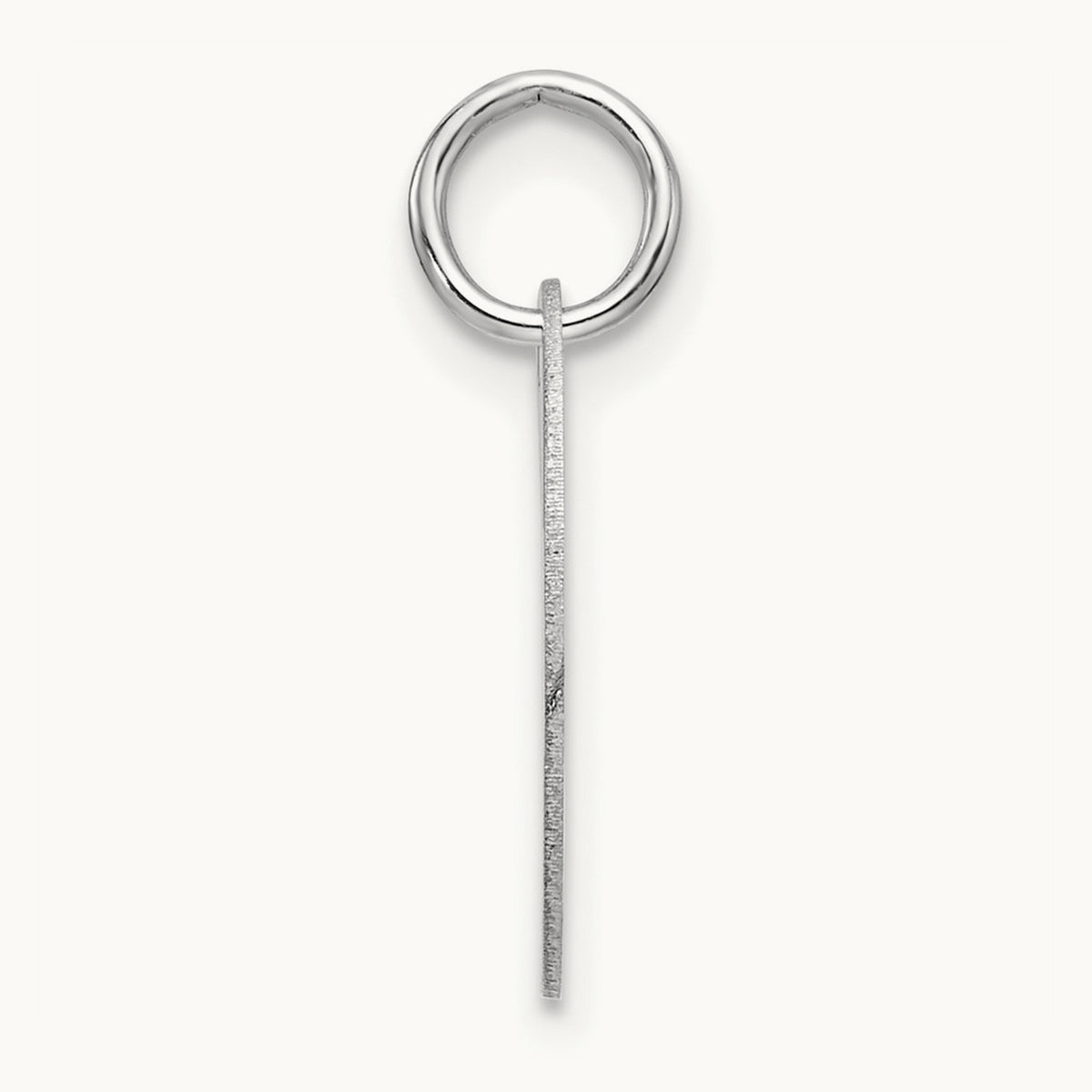 Polished Black Enamel Initial Disk Charm — 14K White Gold, L
