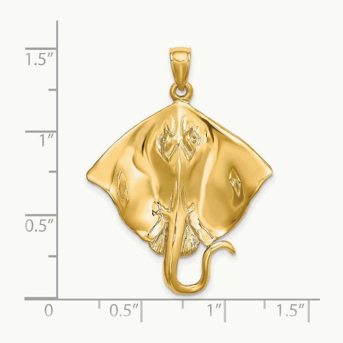 Polished Stingray Charm, 14K