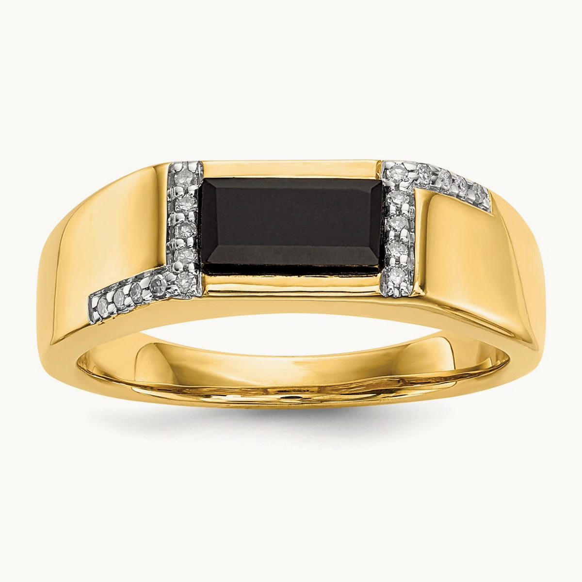 Onyx and Diamond Mens Ring, 14K