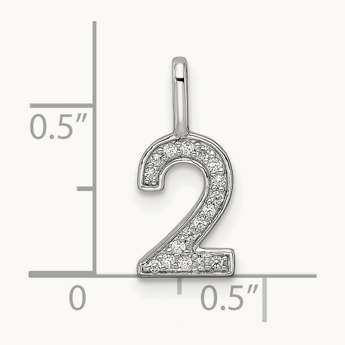 Diamond Number 2 Pendant — 14K White Gold