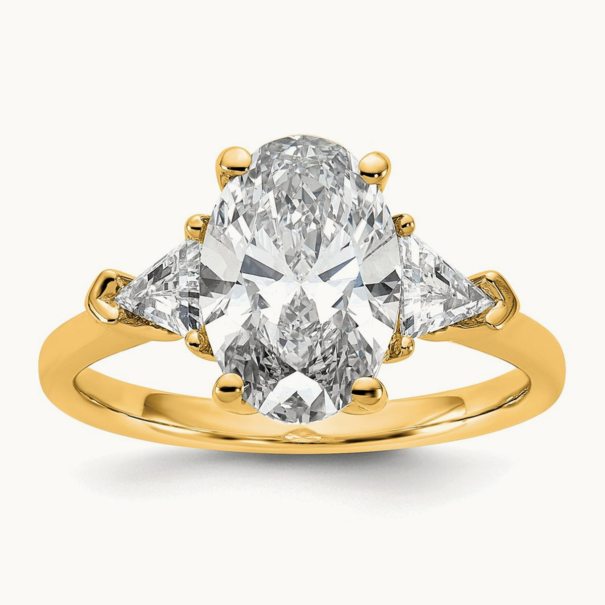 Oval & Trillion 3 Stone Engagement Ring, 1.50-4.00 ct tw Lab-Grown Diamond — 3 1/8 ct, 14K Yellow Gold