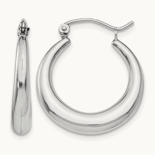Polished Hoop Earrings, 14K White Gold