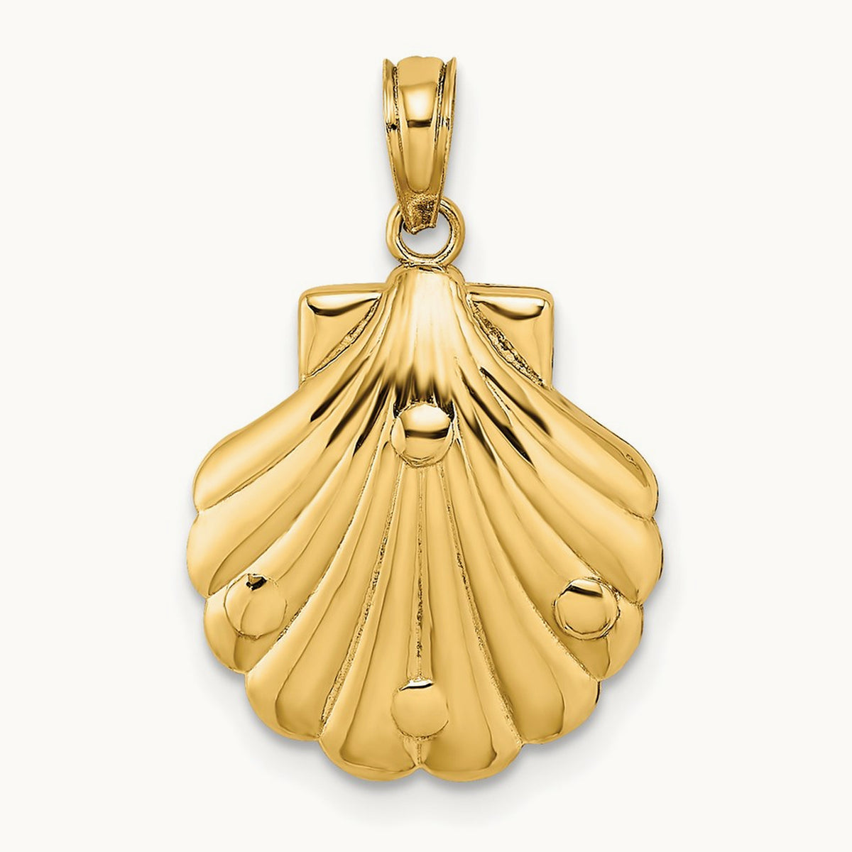 Reversible Starfish and Coral in Shell Charm, 14K
