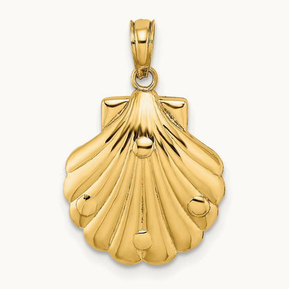 Reversible Starfish and Coral in Shell Charm, 14K