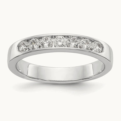 7-Stone Diamond Channel Band, 14K White Gold