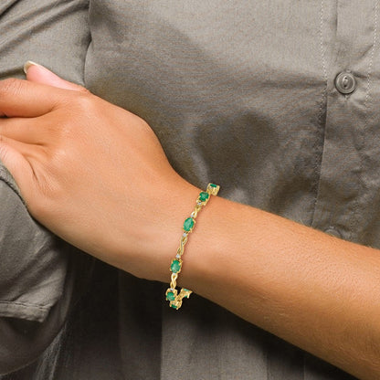 Diamond and Emerald Bracelet — 14K Yellow Gold