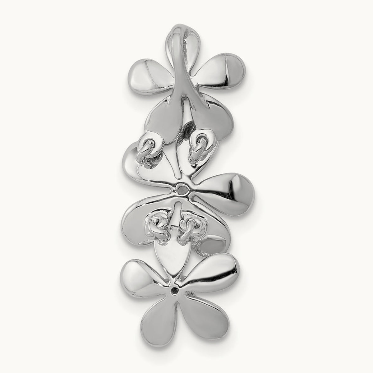 1/10ct. Diamond Three Flower Chain Slide, 14K White Gold