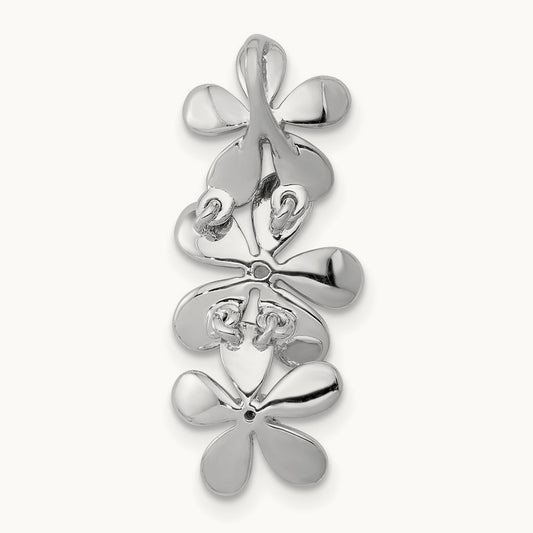 1/10ct. Diamond Three Flower Chain Slide, 14K White Gold