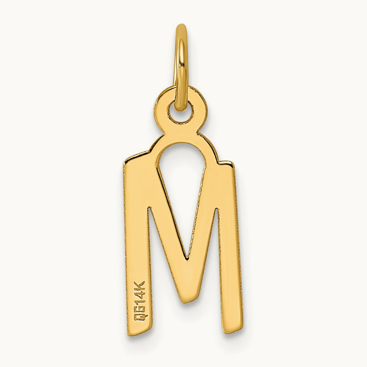 Slanted Block Initial Charm — 14K Yellow Gold, M