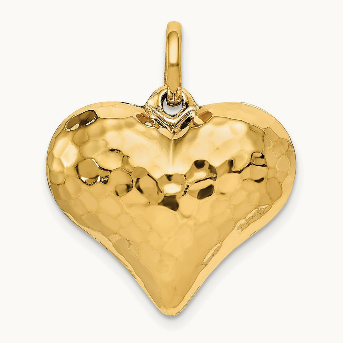 Polished and Hammered 3-D Heart Pendant — 26mm