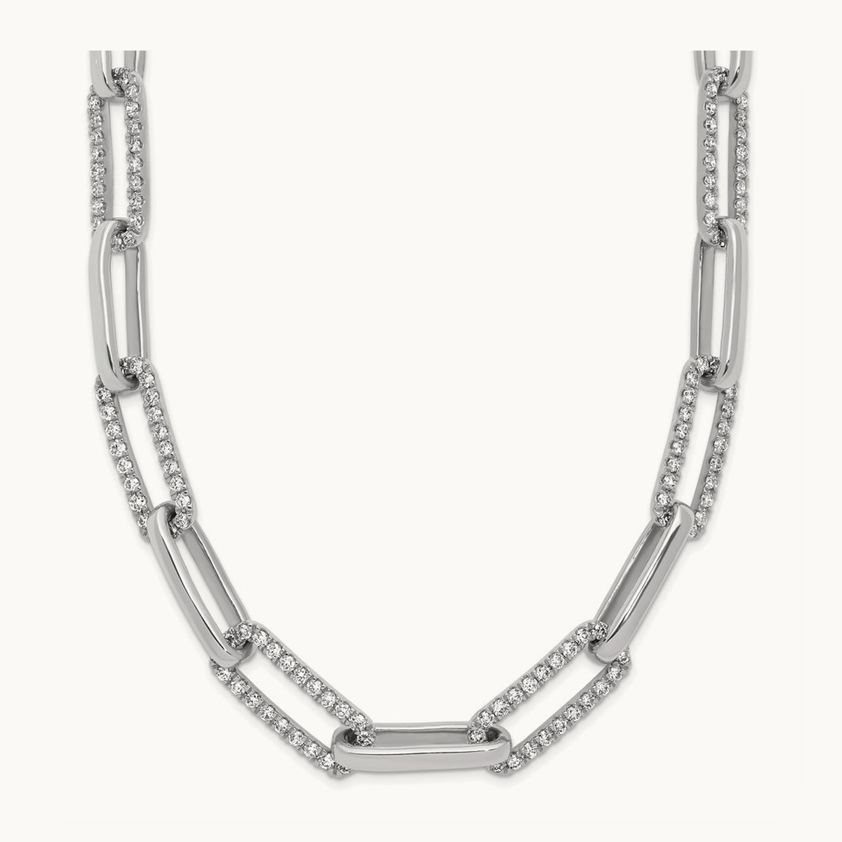 Fashion Paperclip Necklace, 3.75 ct tw Lab-Grown Diamond — 14K White Gold