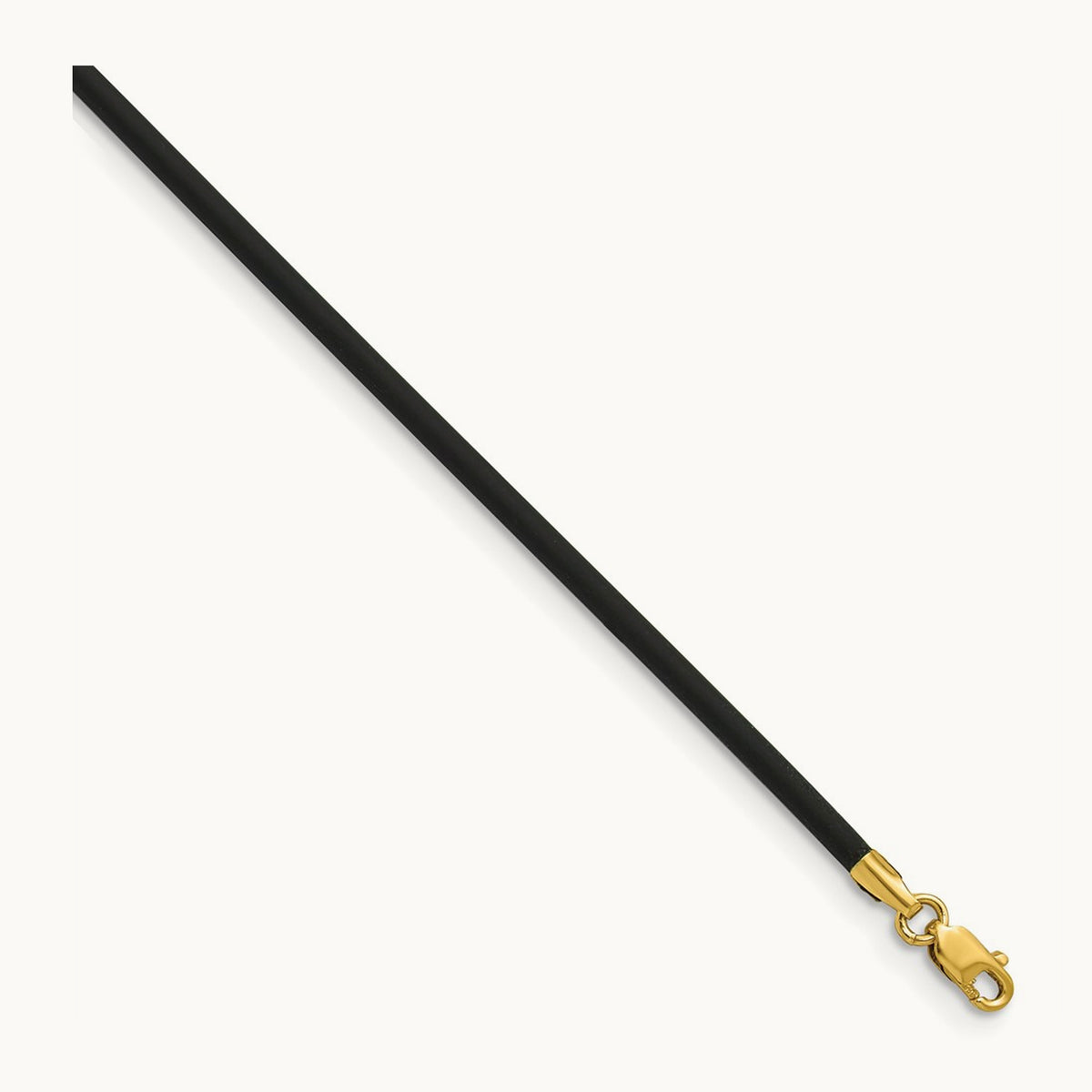 16in with Yellow Clasp Black Rubber Cord Necklace — 2mm