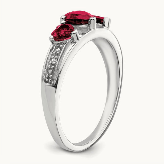 Cr. Ruby and Diamond Heart Ring, 14K White Gold