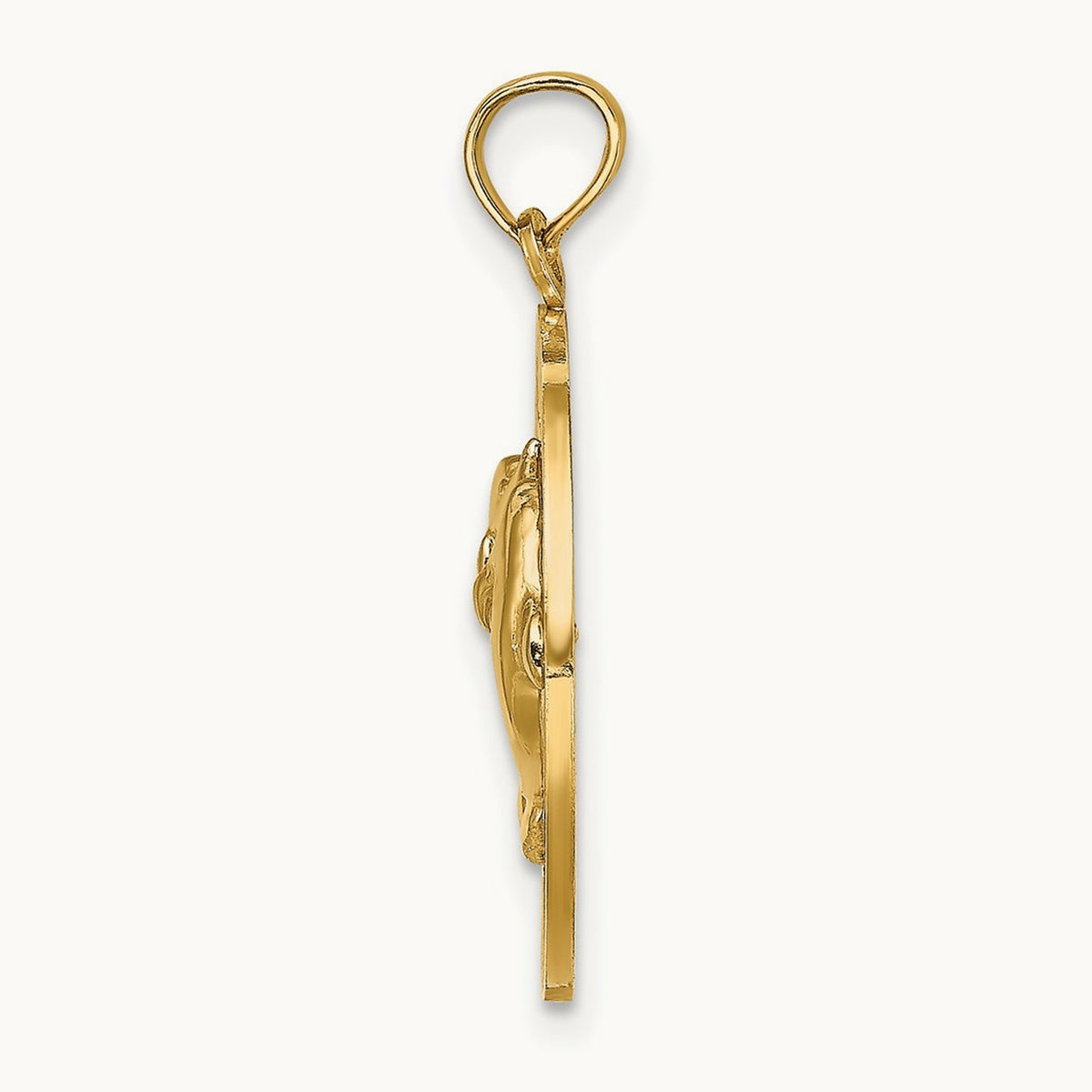 ST. THOMAS w/ Dolphins Round Charm, 14K