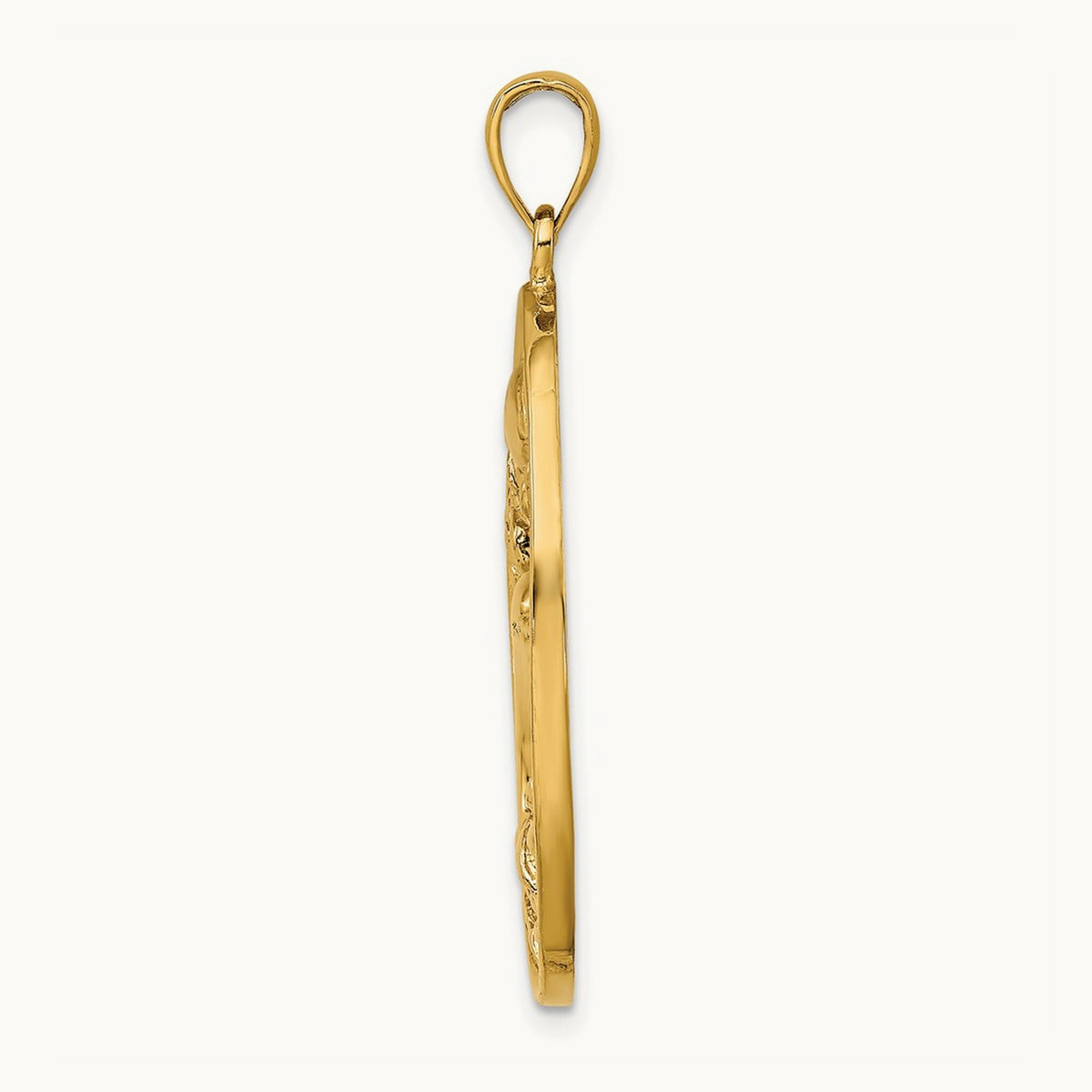 Dolphin Jumping in Ocean Scene Charm, 14K