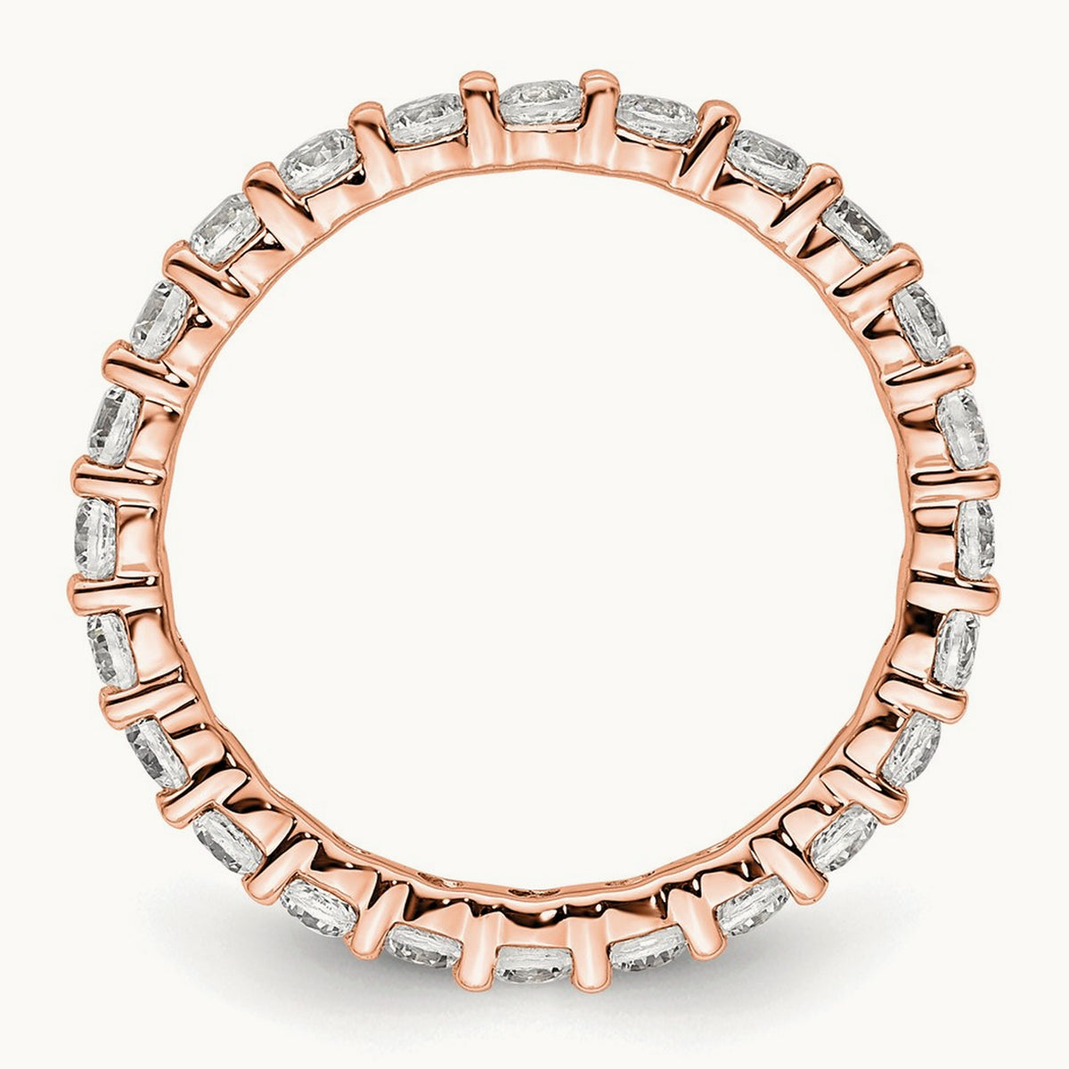 Polished Shared Prong Diamond Eternity Band — 14K Rose Gold